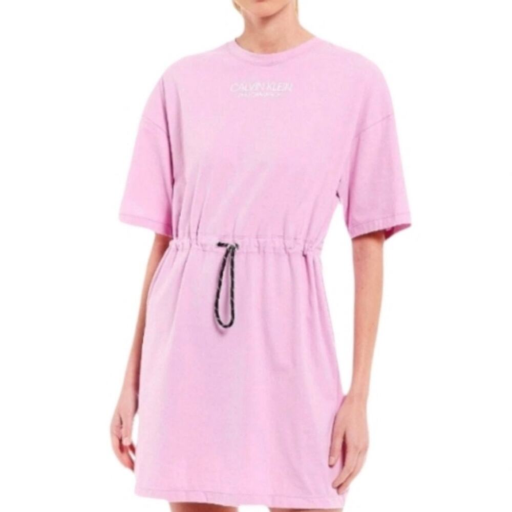 New Calvin Klein Pantone Pink Dolman Drop Sleeve Athletic TShirt Dress